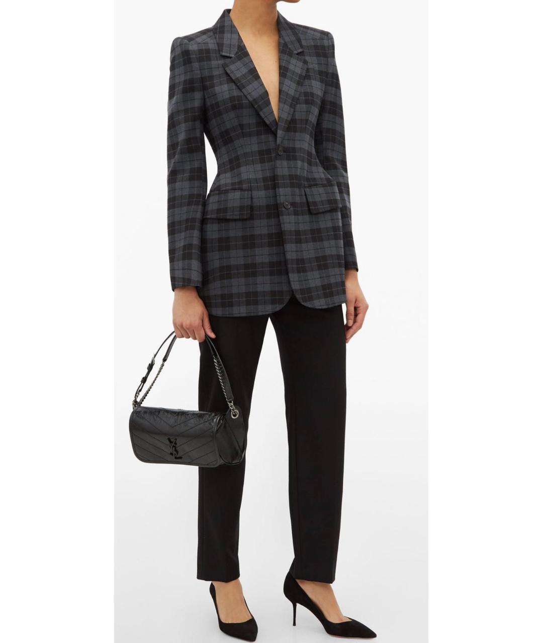 SAINT LAURENT Черная кожаная сумка тоут, фото 6