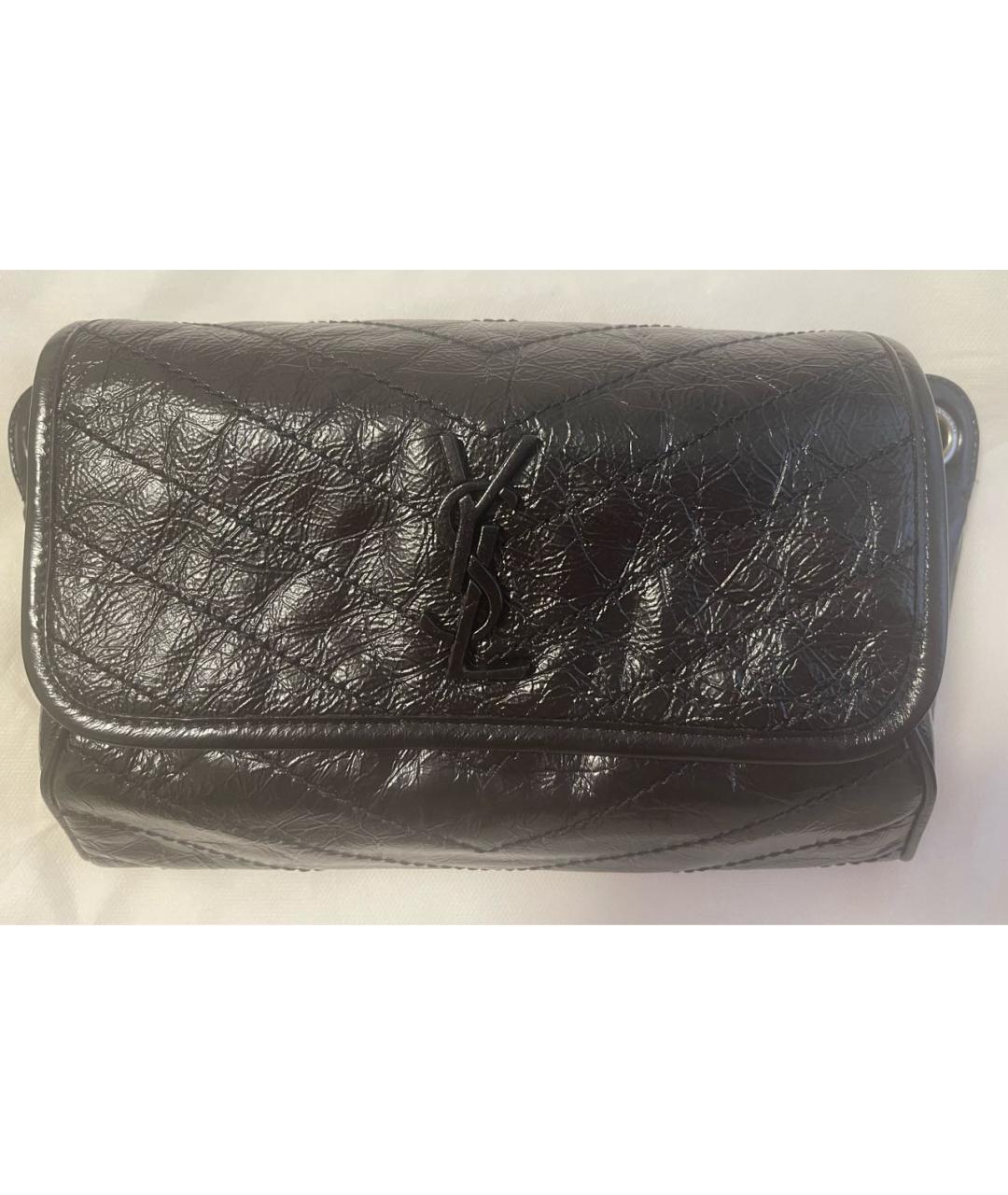 SAINT LAURENT Черная кожаная сумка тоут, фото 4