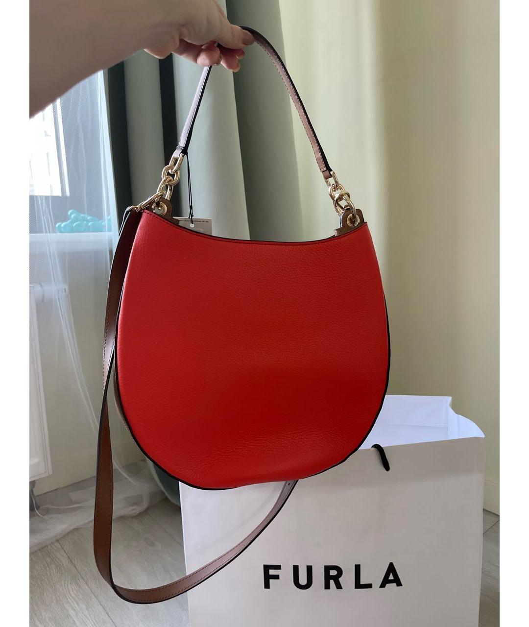 FURLA Оранжевая кожаная сумка через плечо, фото 3