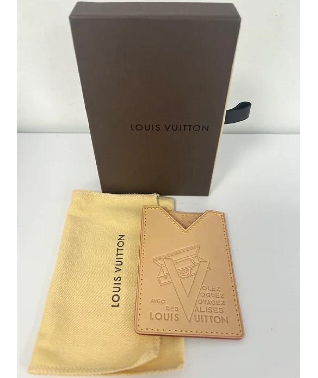 LOUIS VUITTON Бежевый кожаный кардхолдер, фото 4