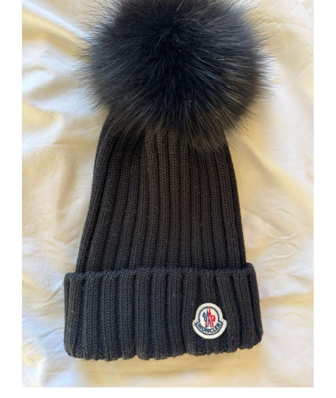 MONCLER Черная шерстяная шапка, фото 3