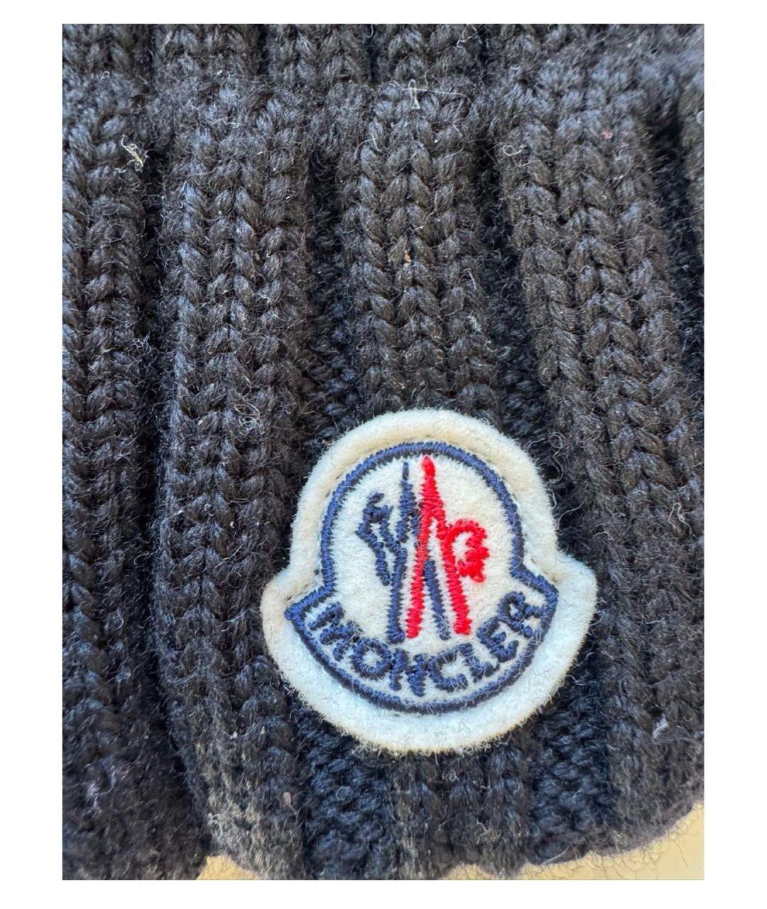 MONCLER Черная шерстяная шапка, фото 2