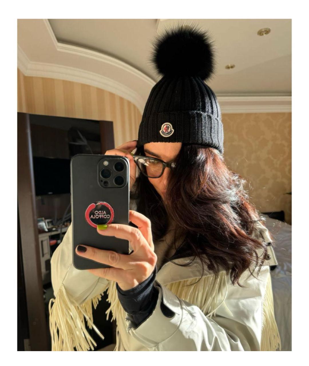 MONCLER Черная шерстяная шапка, фото 4