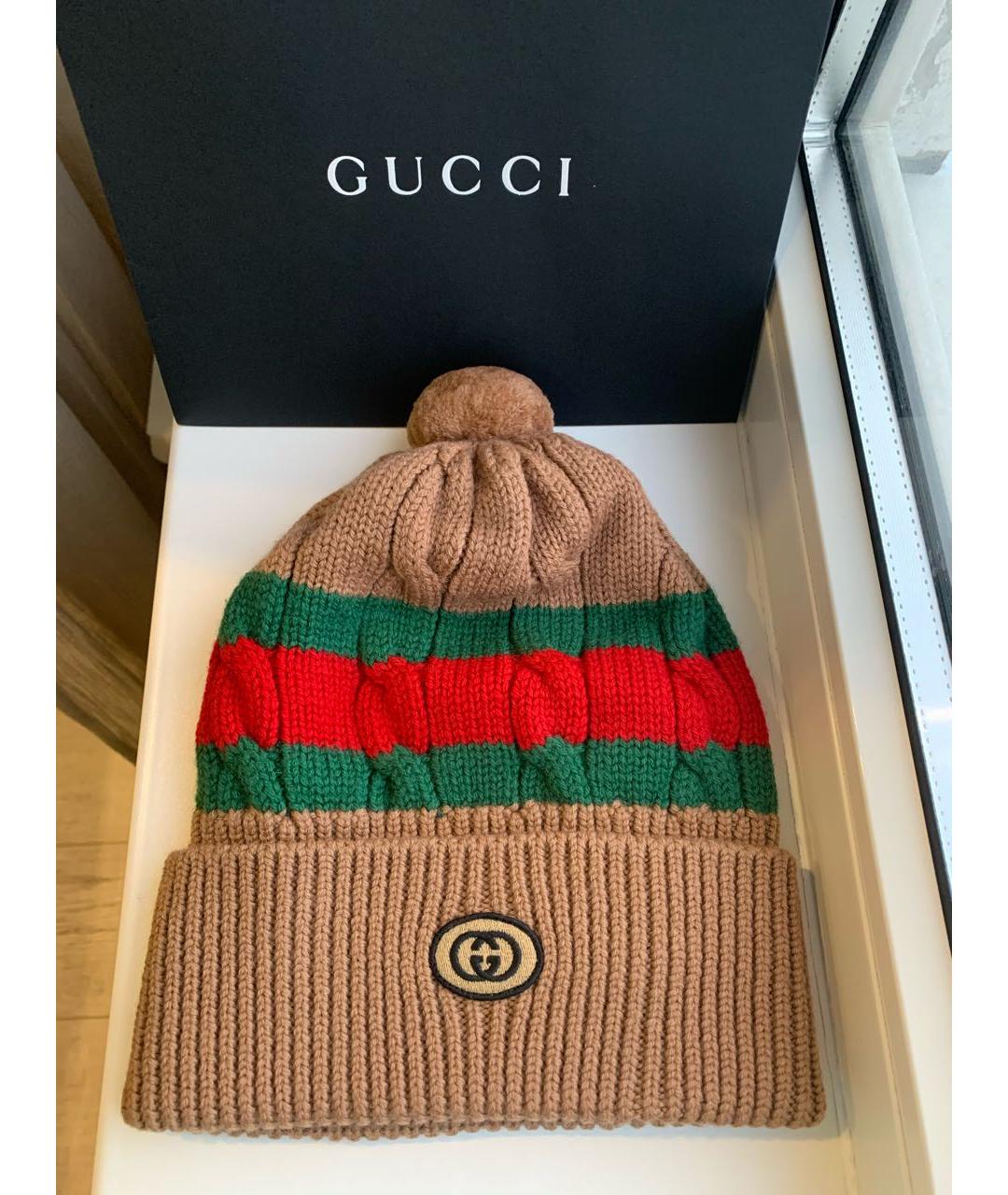 GUCCI Коричневая шерстяная шапка, фото 6