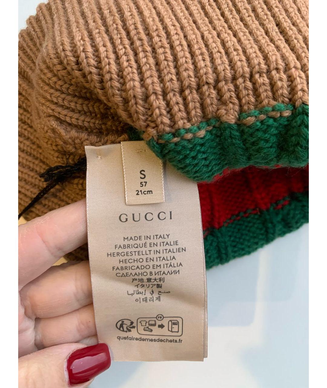 GUCCI Коричневая шерстяная шапка, фото 5