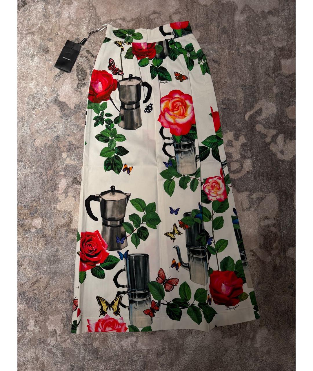 DOLCE&GABBANA Белая хлопковая юбка макси, фото 2