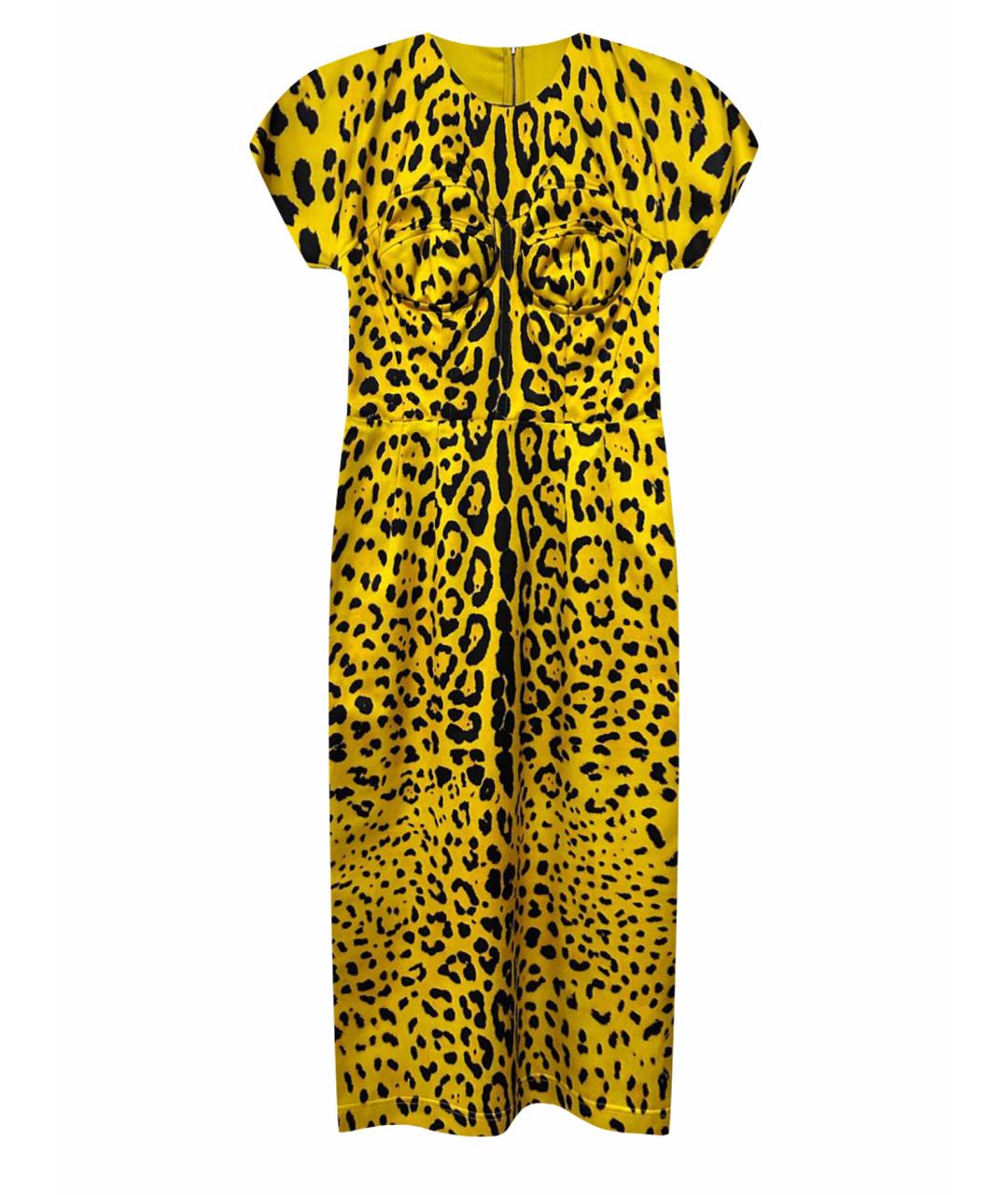 DOLCE&GABBANA Желтое полиэстеровое коктейльное платье, фото 1