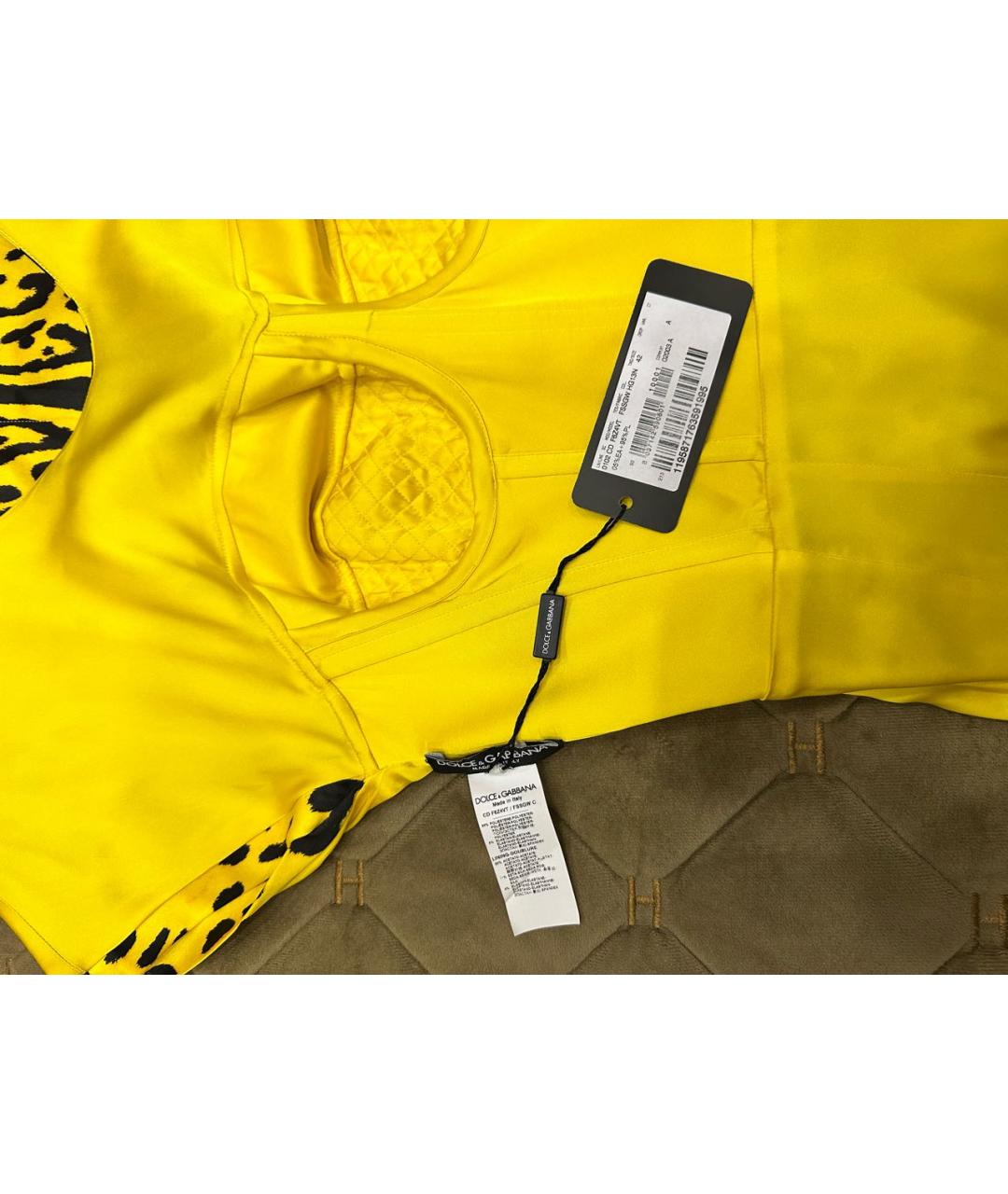 DOLCE&GABBANA Желтое полиэстеровое коктейльное платье, фото 7