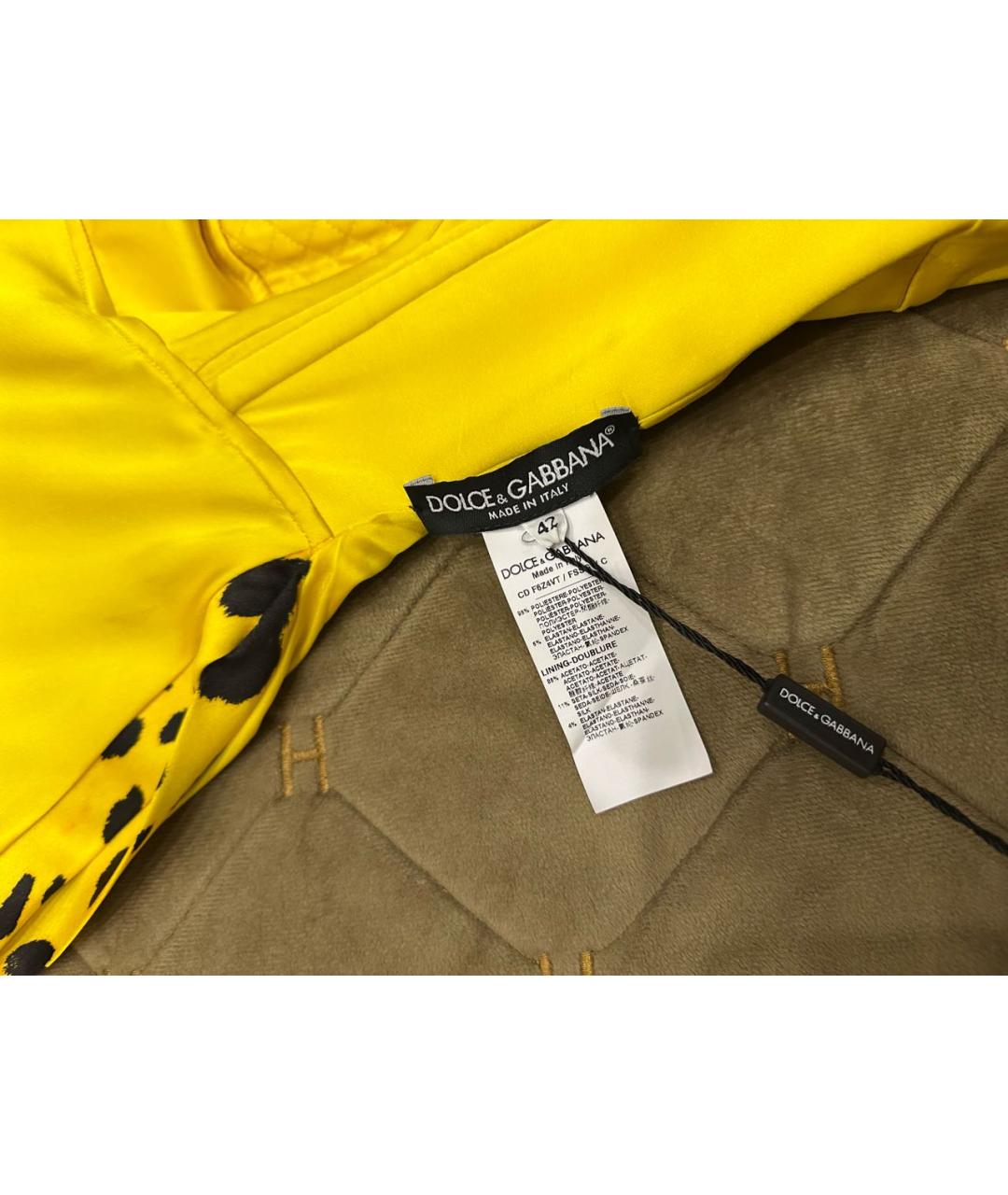 DOLCE&GABBANA Желтое полиэстеровое коктейльное платье, фото 5