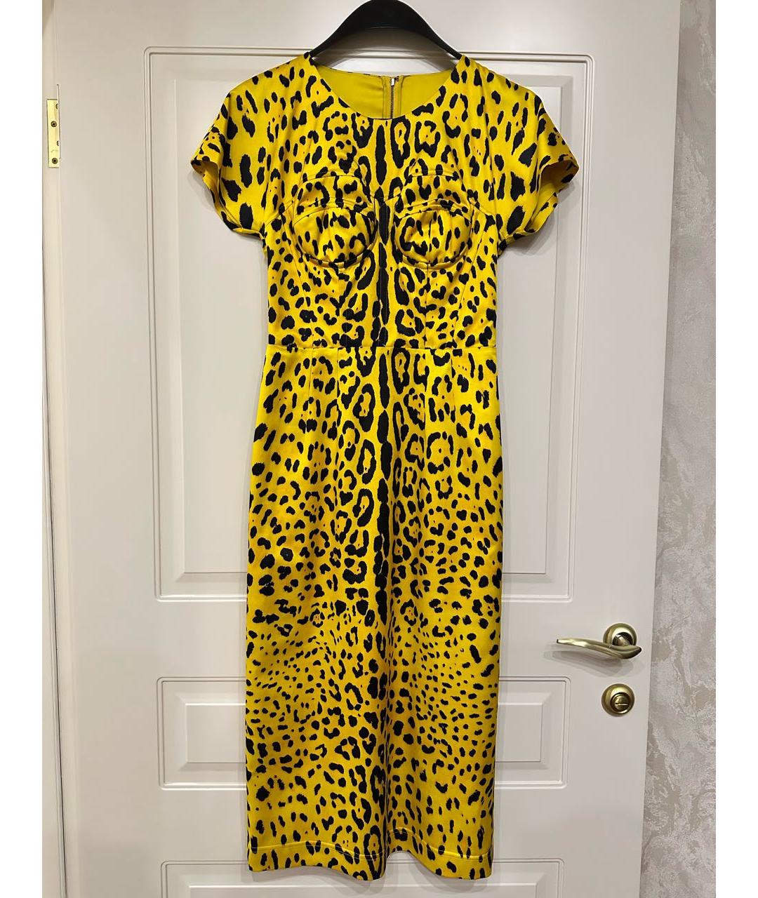 DOLCE&GABBANA Желтое полиэстеровое коктейльное платье, фото 9