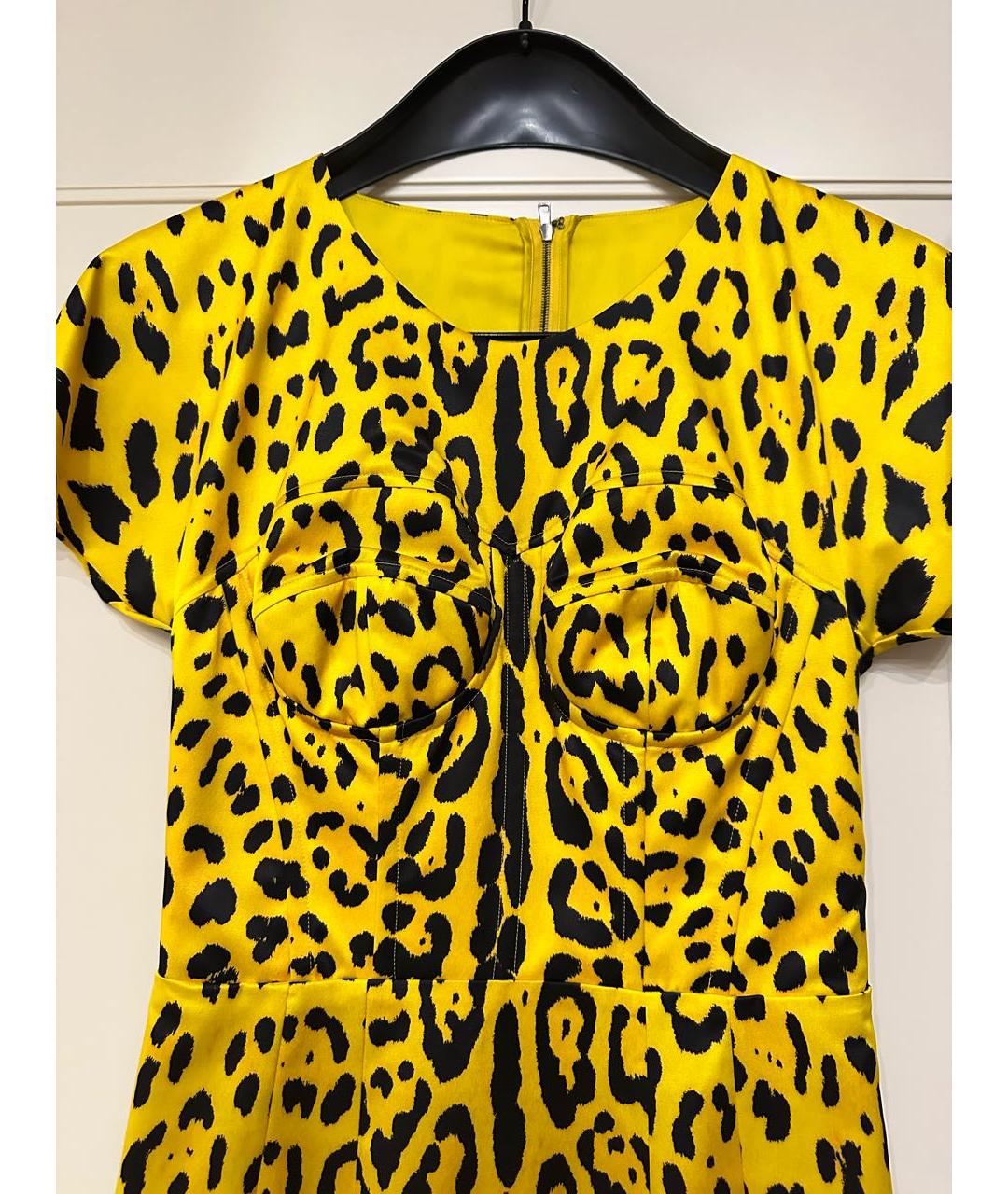 DOLCE&GABBANA Желтое полиэстеровое коктейльное платье, фото 4