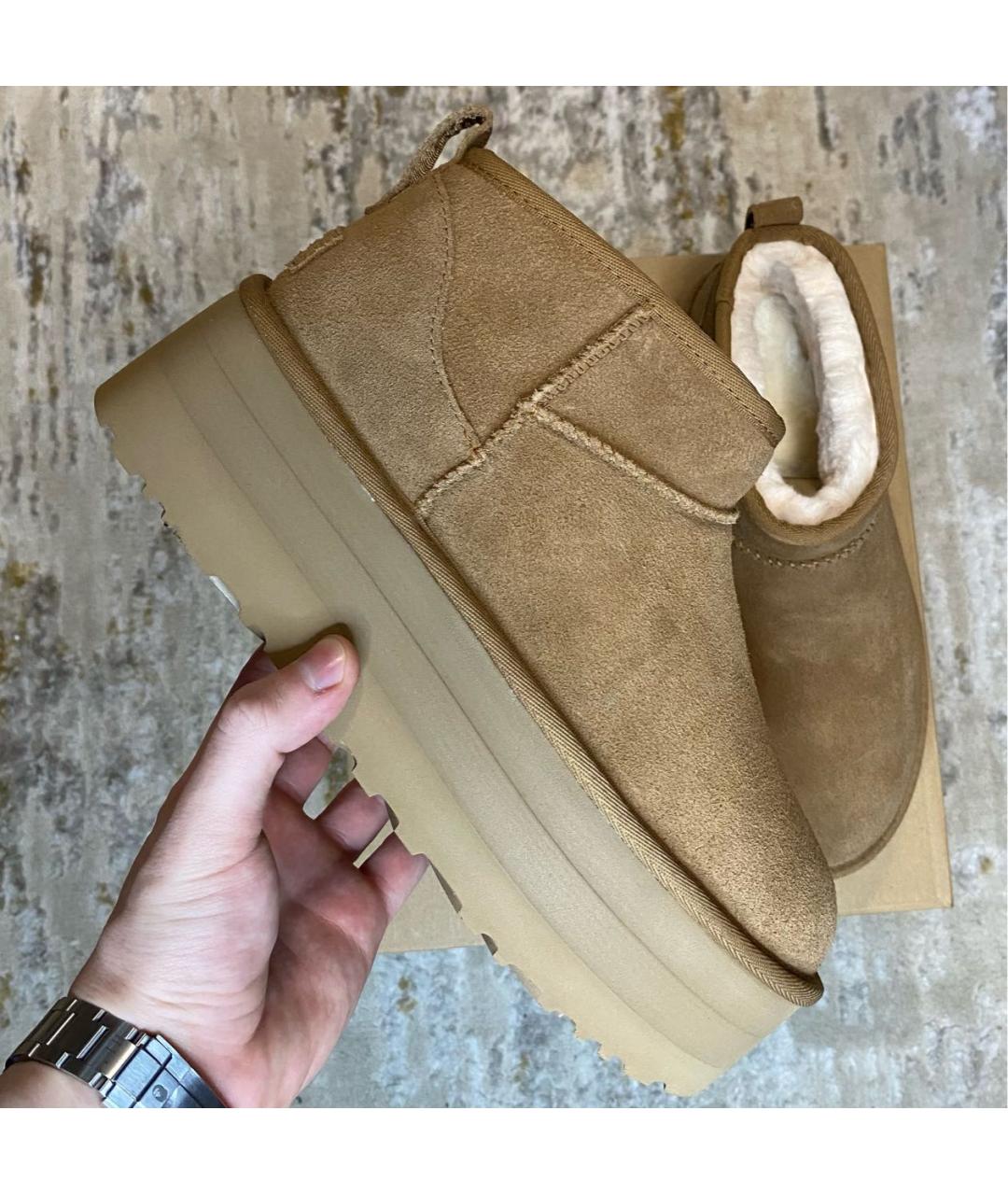 UGG AUSTRALIA Коричневые замшевые низкие ботинки, фото 4