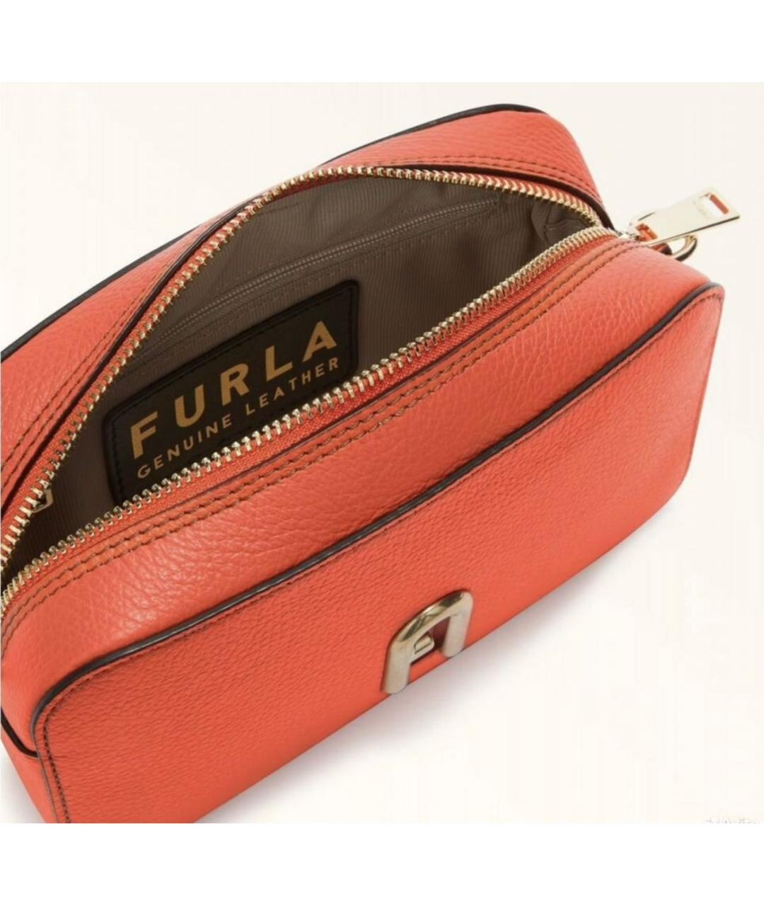 FURLA Оранжевая кожаная сумка через плечо, фото 4