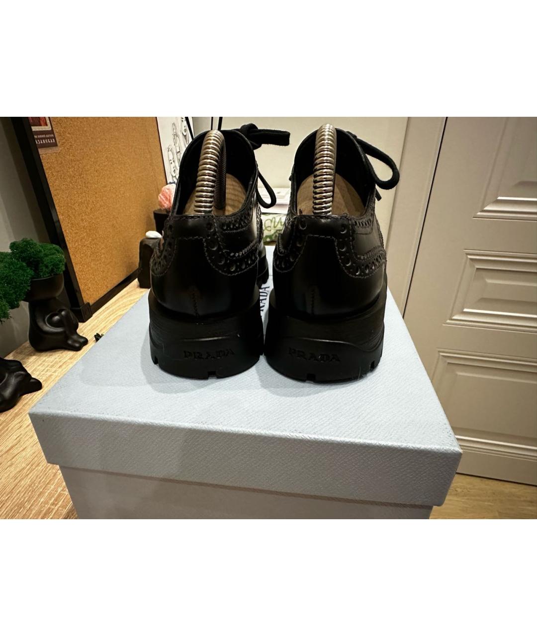 PRADA Черные кожаные ботинки, фото 3