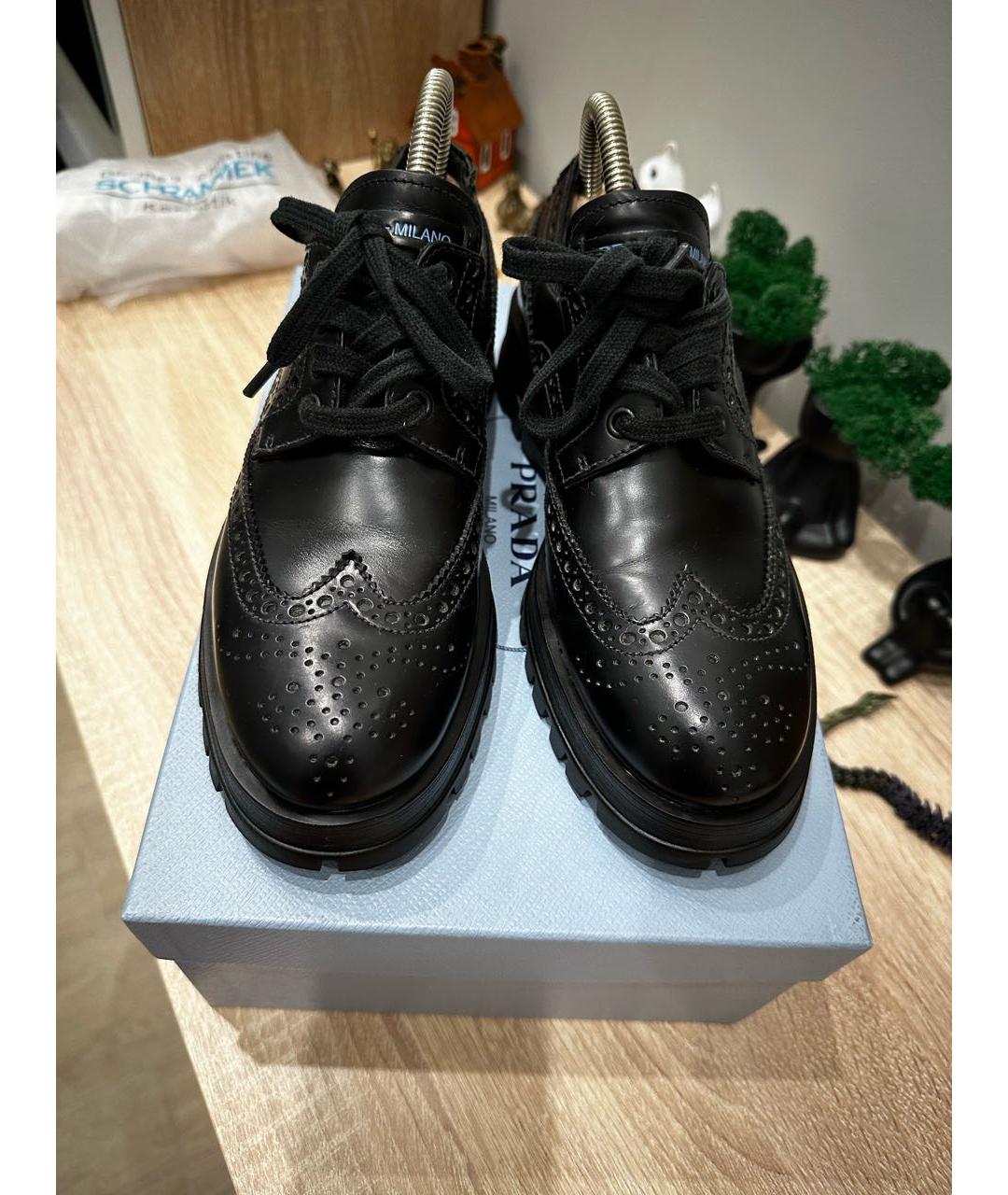PRADA Черные кожаные ботинки, фото 2