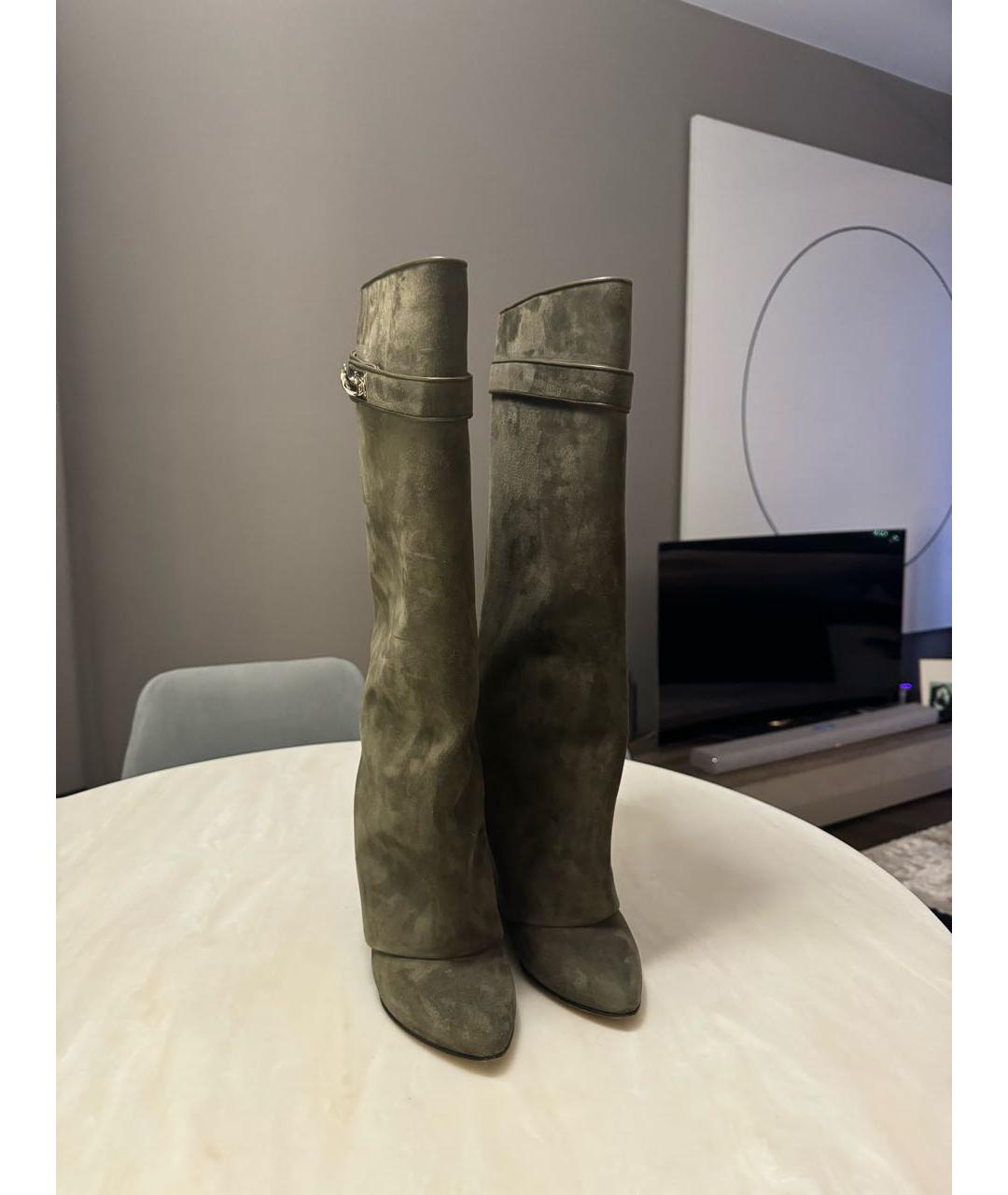 GIVENCHY Зеленые замшевые сапоги, фото 4
