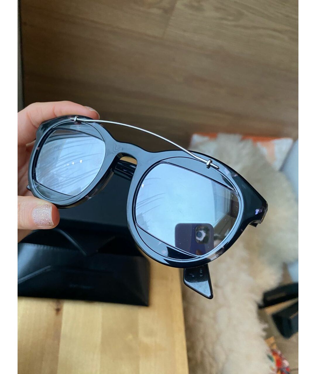CHRISTIAN DIOR PRE-OWNED Антрацитовые пластиковые солнцезащитные очки, фото 2