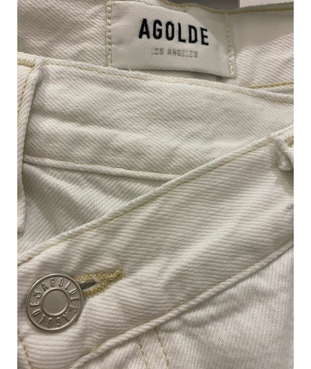 AGOLDE Белые хлопковые прямые джинсы, фото 3
