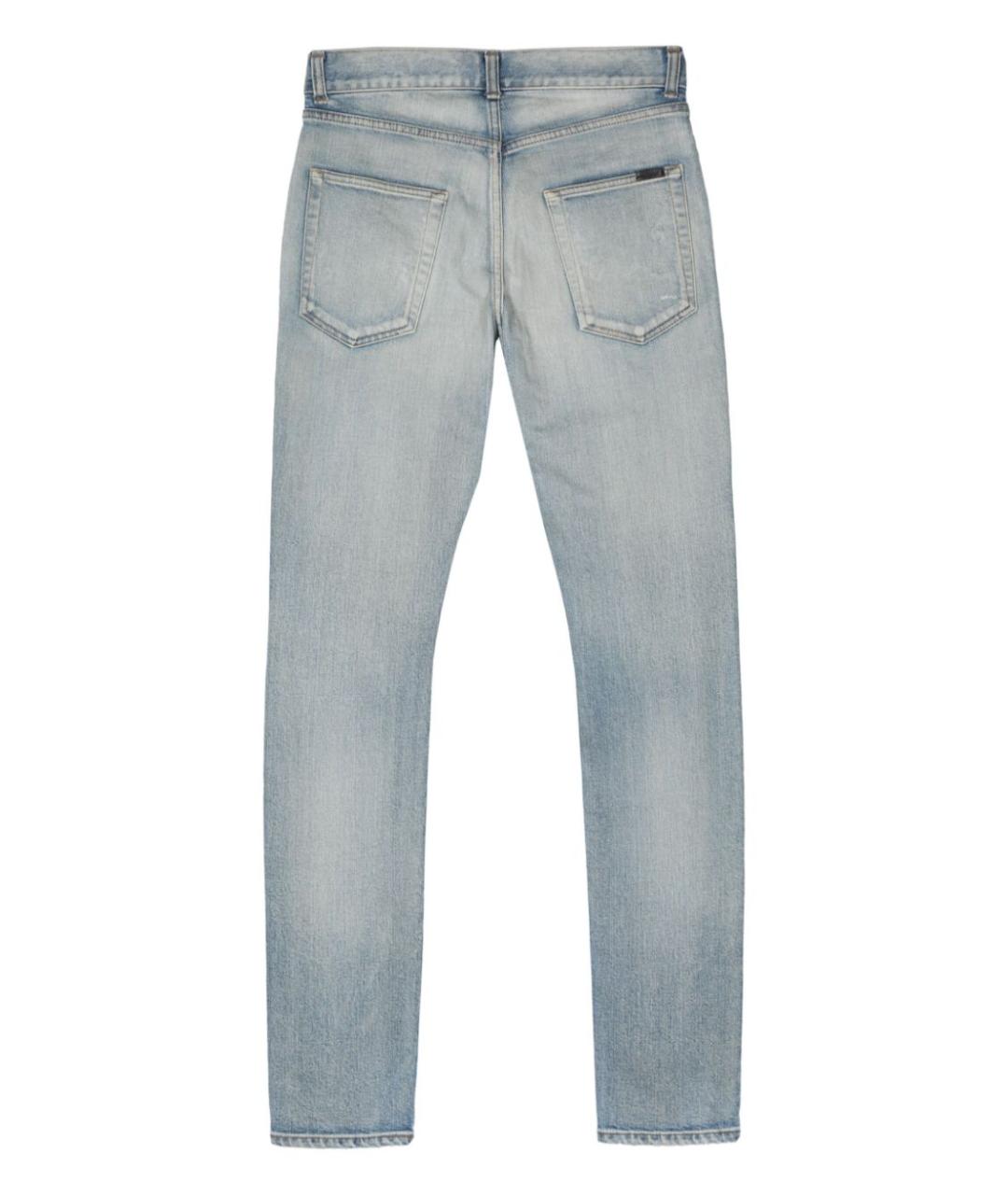 SAINT LAURENT Голубые хлопковые прямые джинсы, фото 2