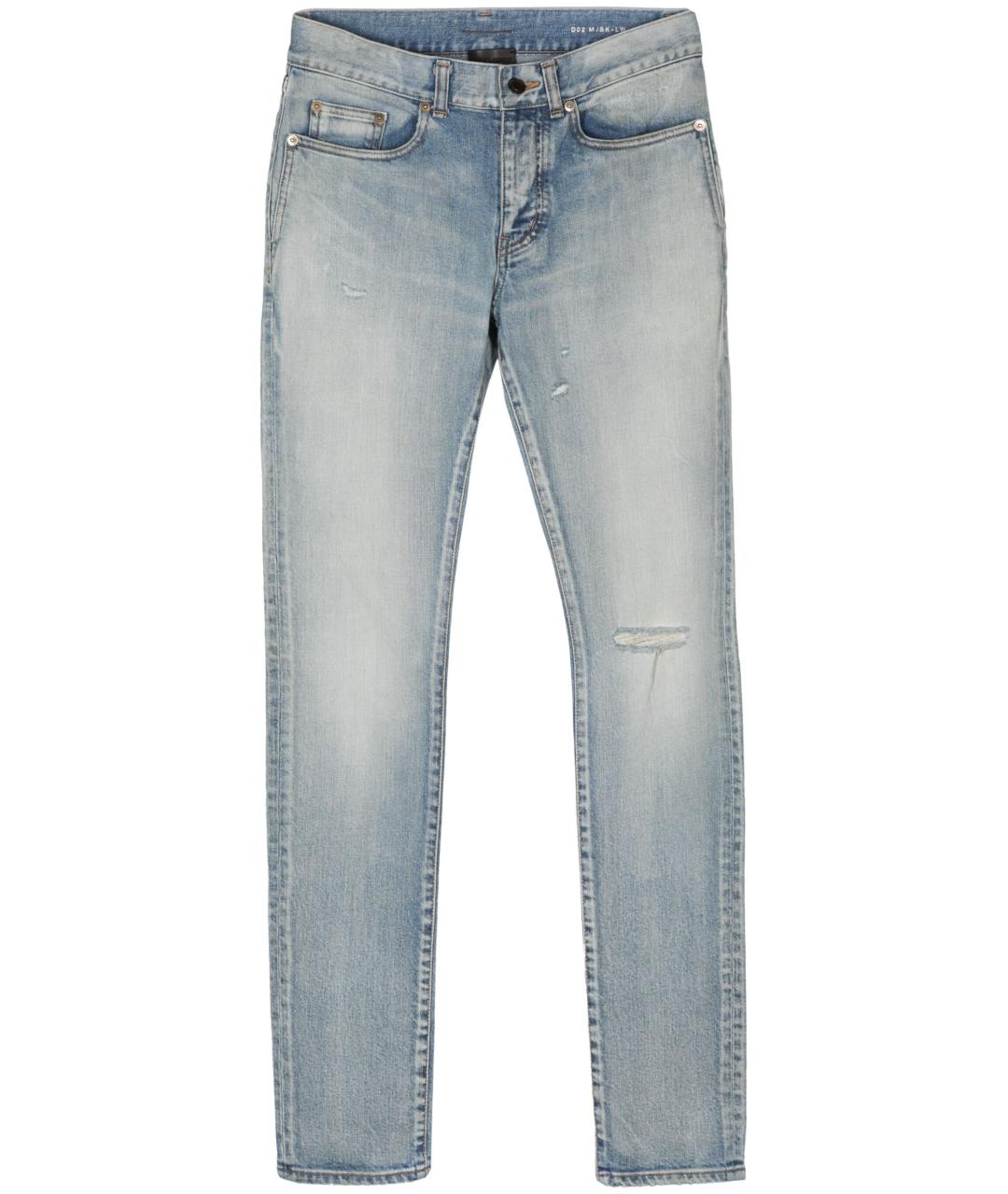 SAINT LAURENT Голубые хлопковые прямые джинсы, фото 1