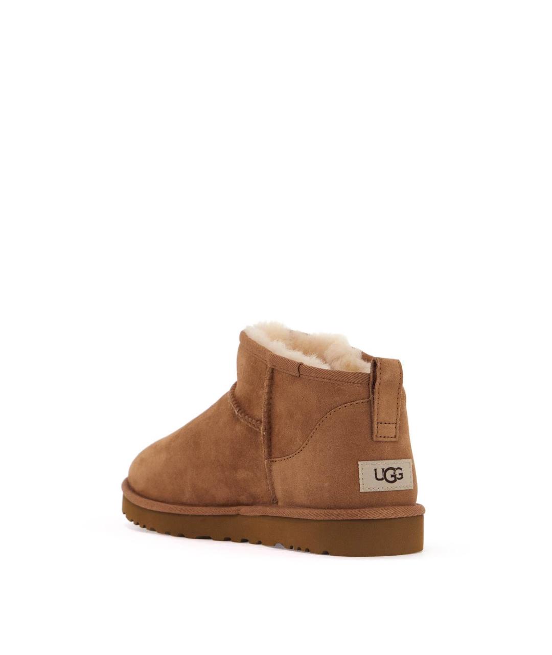 UGG AUSTRALIA Коричневые кожаные низкие ботинки, фото 3