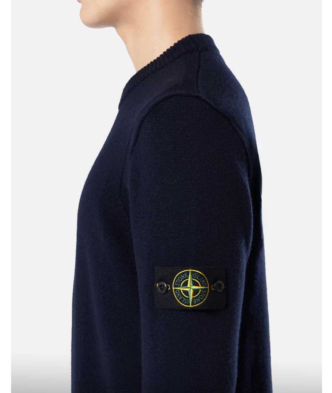 STONE ISLAND Темно-синий шерстяной джемпер / свитер, фото 3