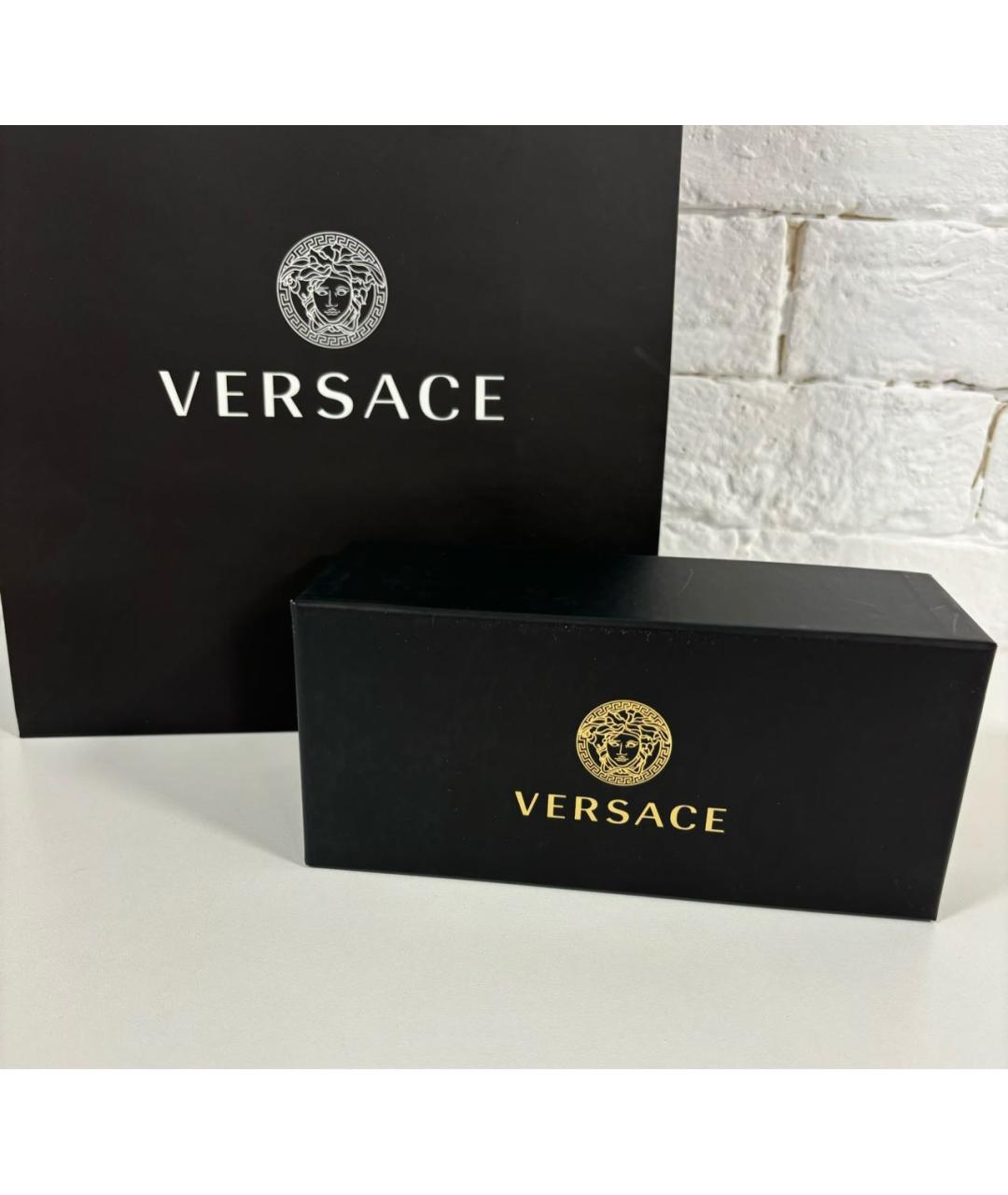 VERSACE Черные пластиковые солнцезащитные очки, фото 4