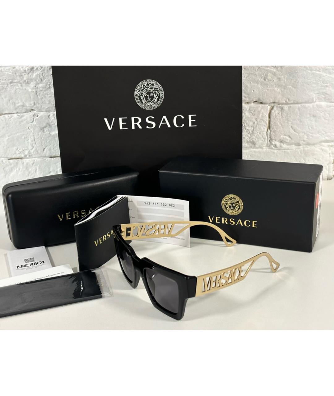 VERSACE Черные пластиковые солнцезащитные очки, фото 8