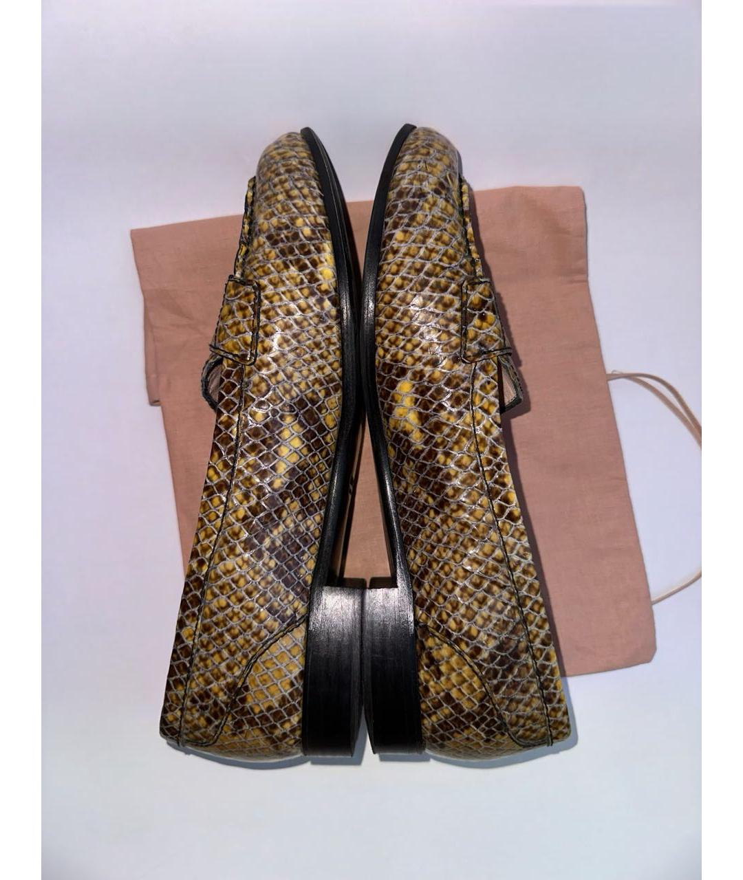 MIU MIU Бежевые лоферы из экзотической кожи, фото 6