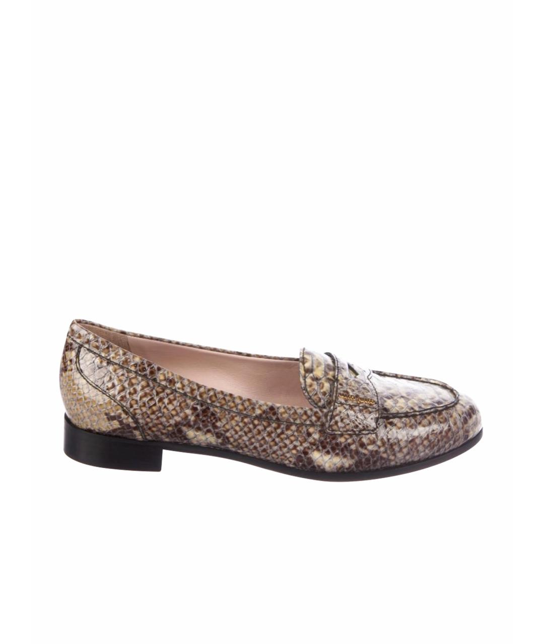 MIU MIU Бежевые лоферы из экзотической кожи, фото 1