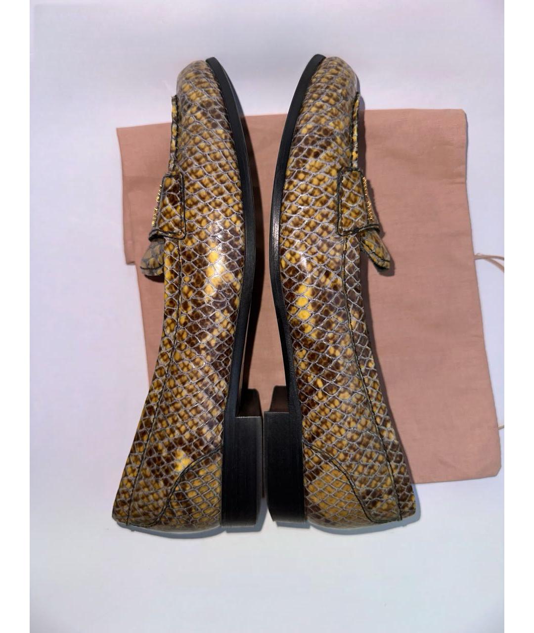 MIU MIU Бежевые лоферы из экзотической кожи, фото 5