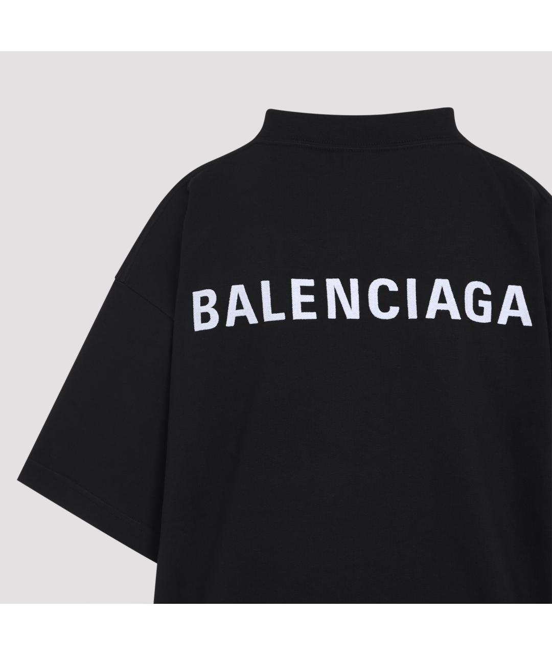 BALENCIAGA Черная хлопковая футболка, фото 3
