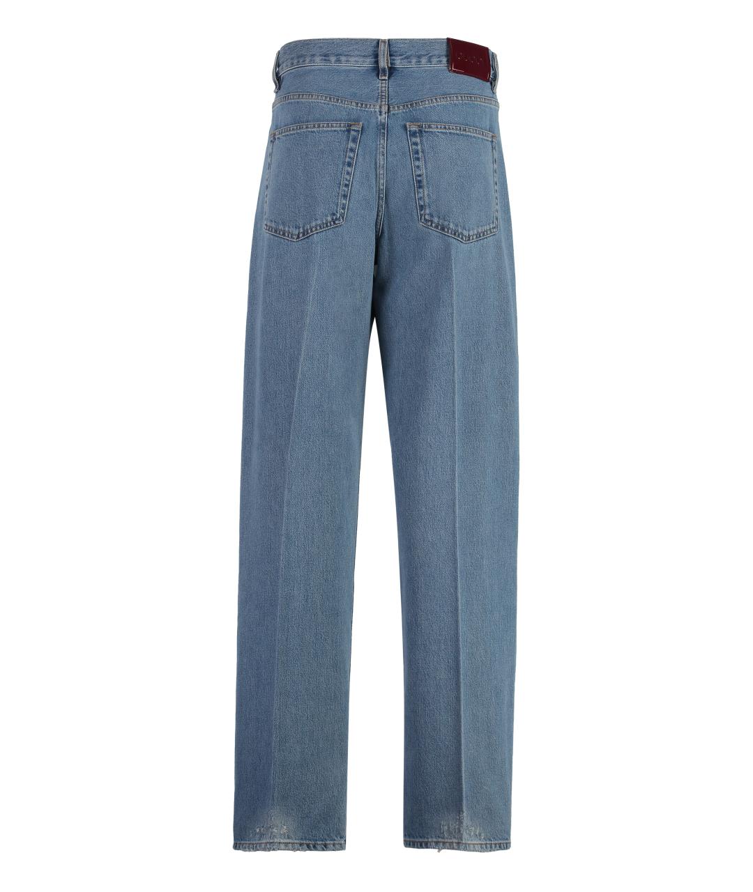 GUCCI Голубые хлопковые прямые джинсы, фото 2