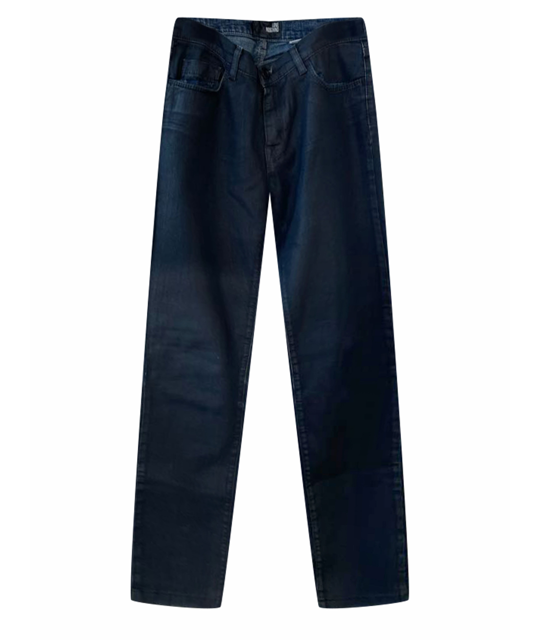 LOVE MOSCHINO Антрацитовые хлопко-эластановые прямые джинсы, фото 1