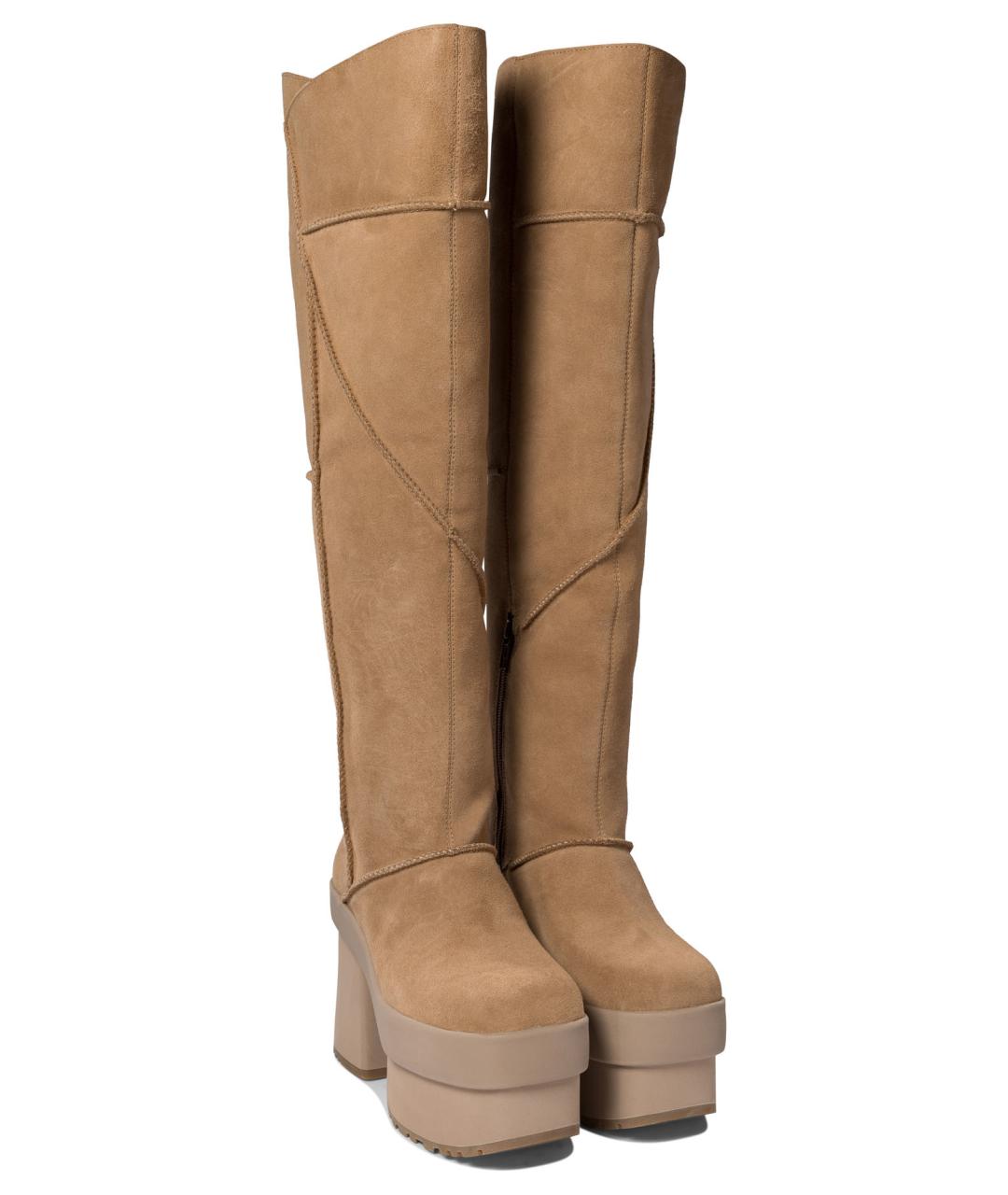 UGG AUSTRALIA Бежевые кожаные сапоги, фото 2