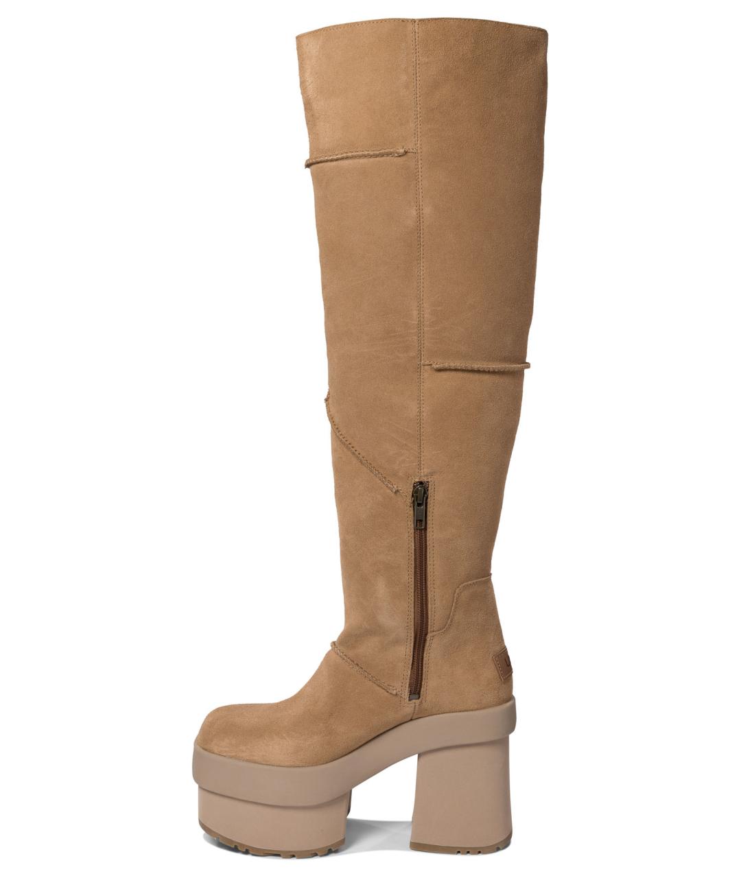 UGG AUSTRALIA Бежевые кожаные сапоги, фото 3