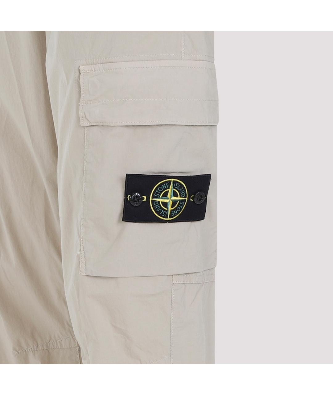 STONE ISLAND Бежевые хлопковые повседневные брюки, фото 4