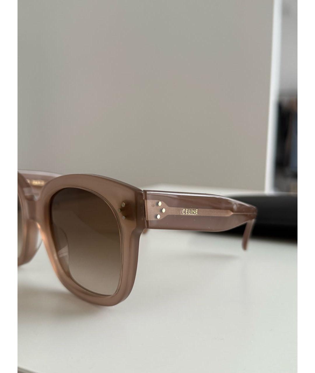 CELINE Бежевые пластиковые солнцезащитные очки, фото 3