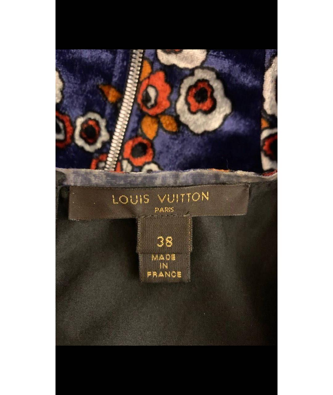 LOUIS VUITTON Темно-синее бархатное повседневное платье, фото 3