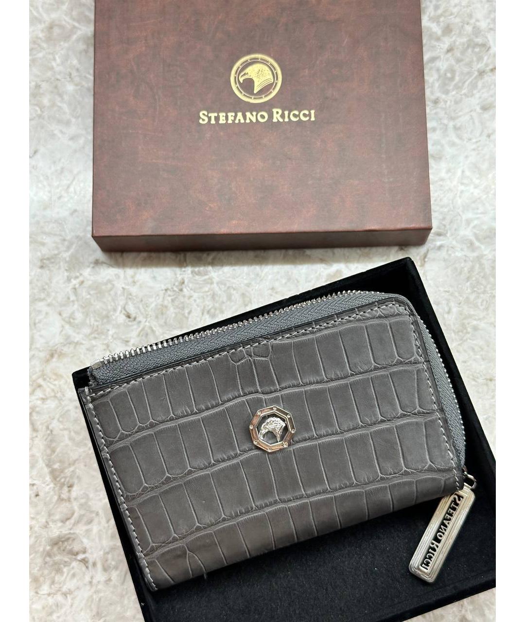 STEFANO RICCI Антрацитовый кардхолдер из экзотической кожи, фото 3