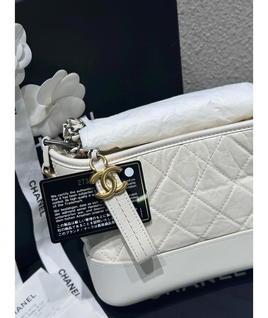 CHANEL Белая кожаная сумка через плечо, фото 4