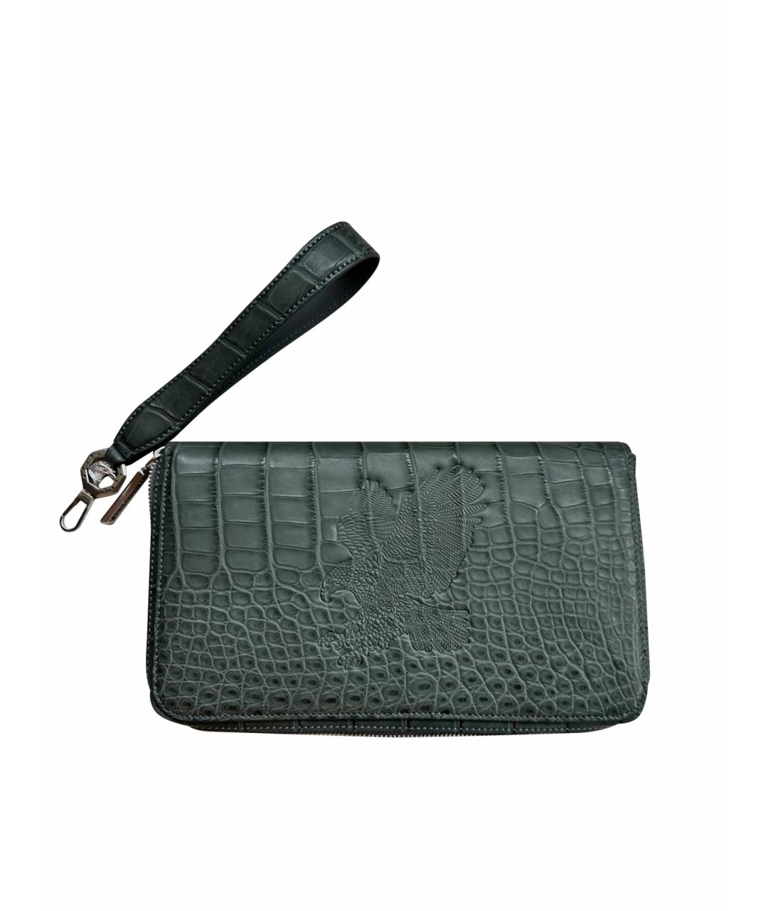 STEFANO RICCI Антрацитовая барсетка из экзотической кожи, фото 1