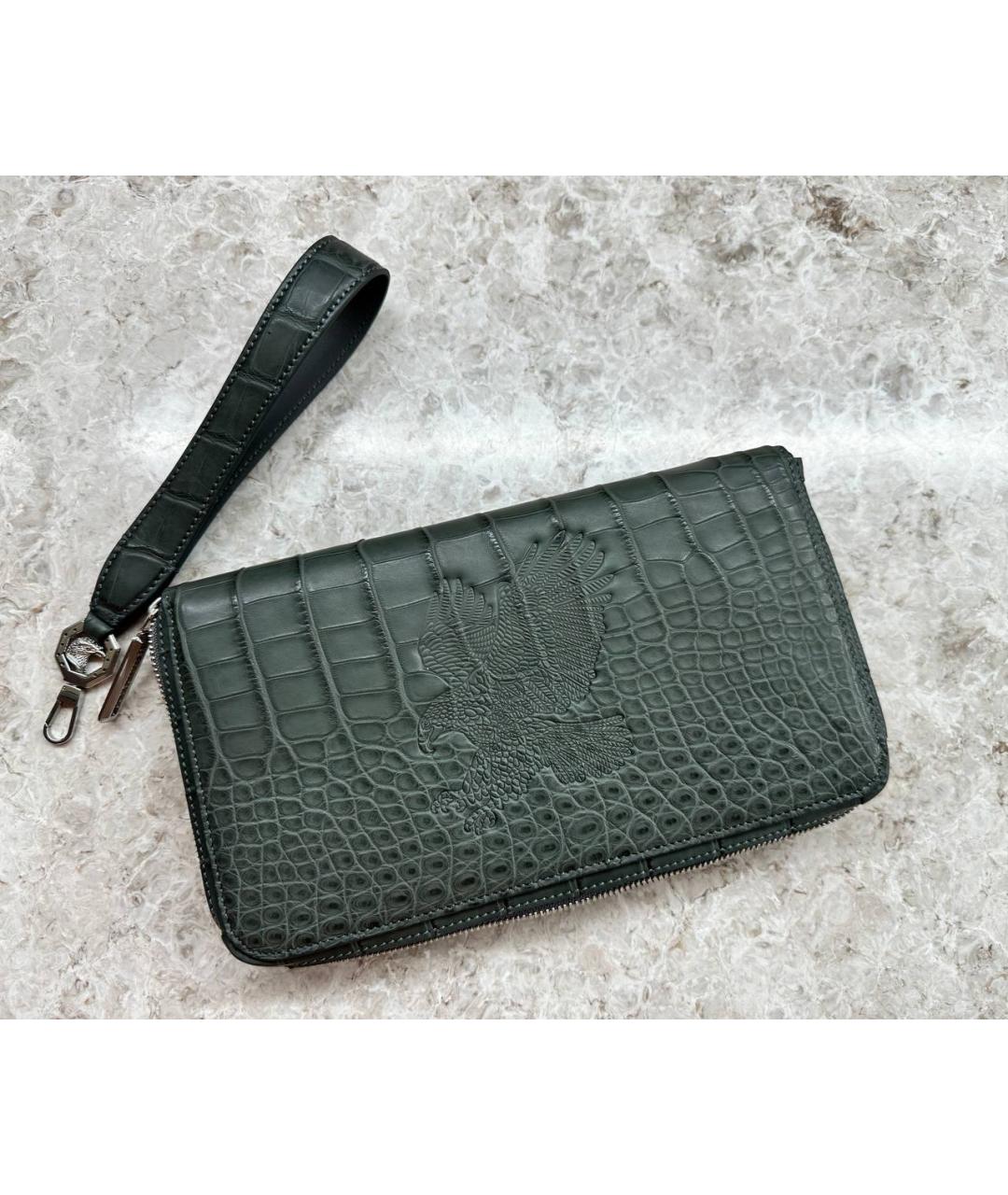 STEFANO RICCI Антрацитовая барсетка из экзотической кожи, фото 3