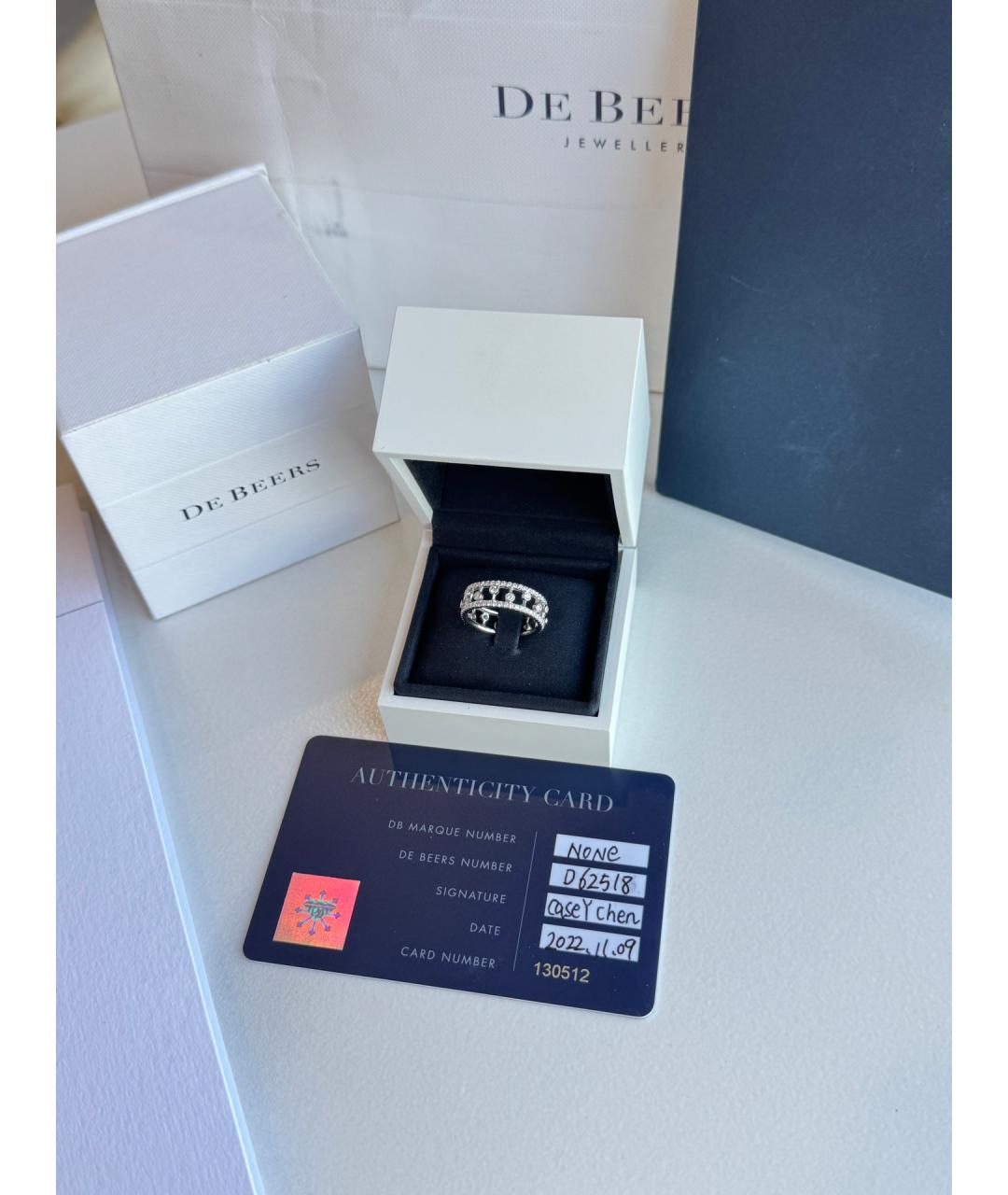 DE BEERS Серебряное кольцо из белого золота, фото 2