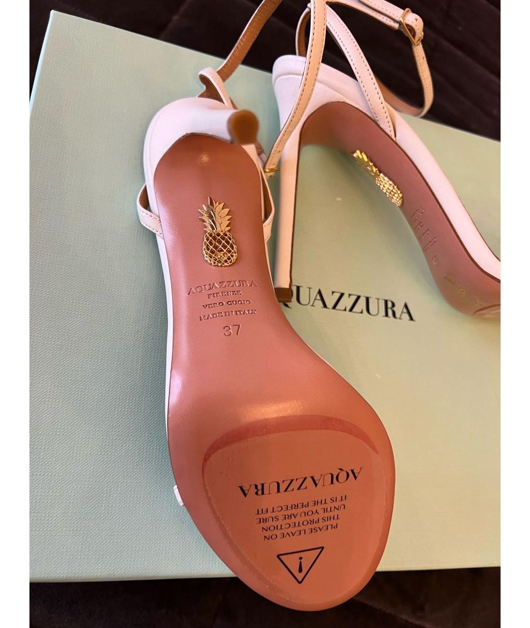 AQUAZZURA Белые кожаные босоножки, фото 4