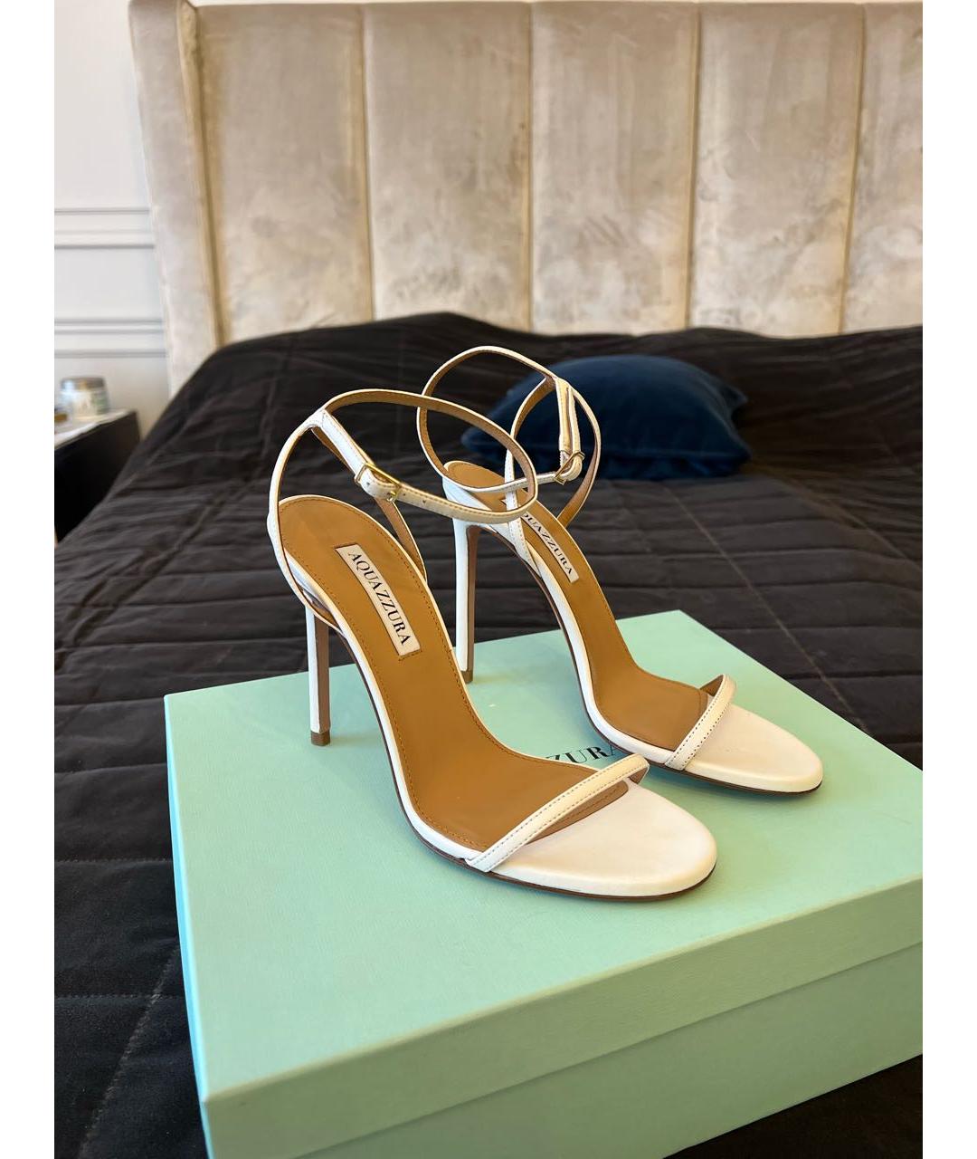 AQUAZZURA Белые кожаные босоножки, фото 2