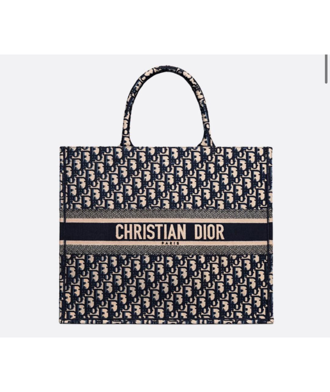 CHRISTIAN DIOR Синяя хлопковая сумка тоут, фото 6