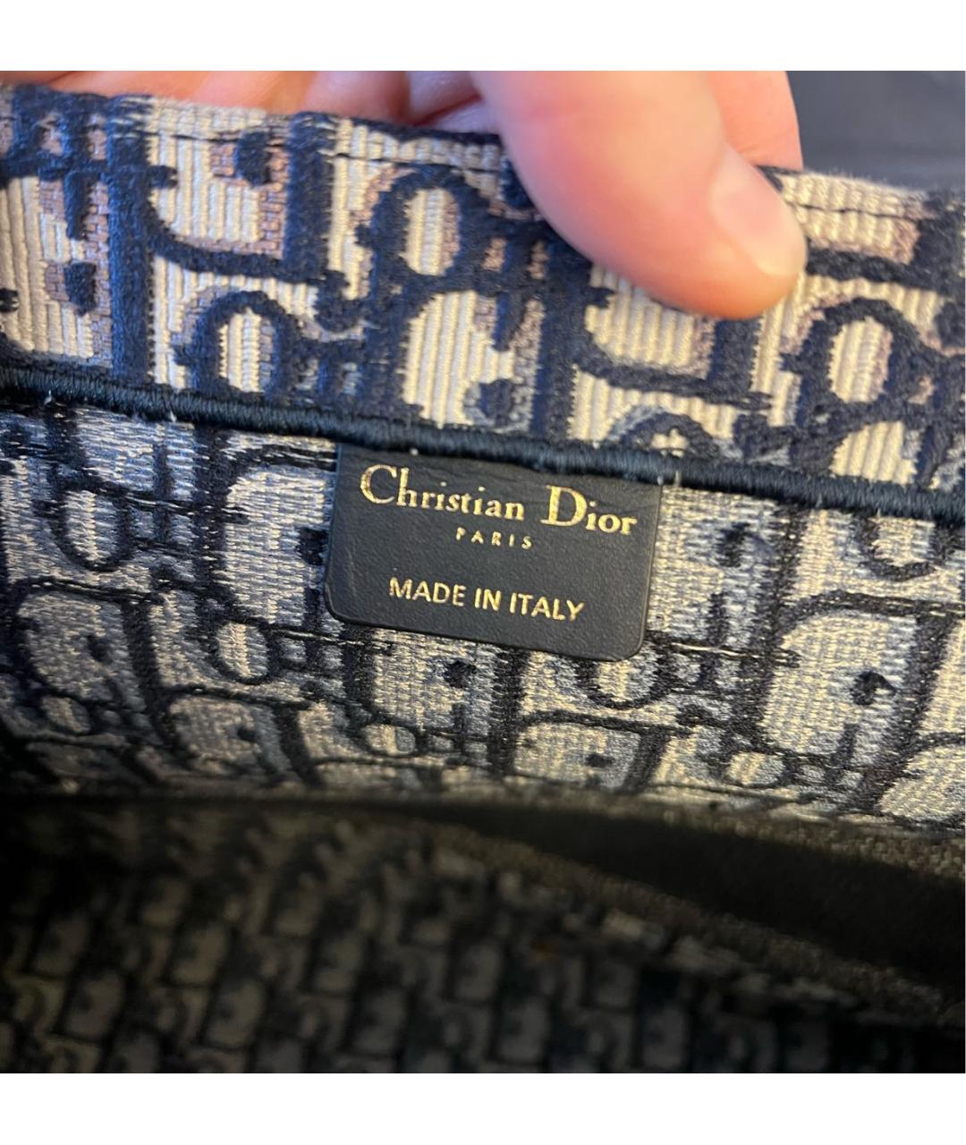 CHRISTIAN DIOR Синяя хлопковая сумка тоут, фото 5