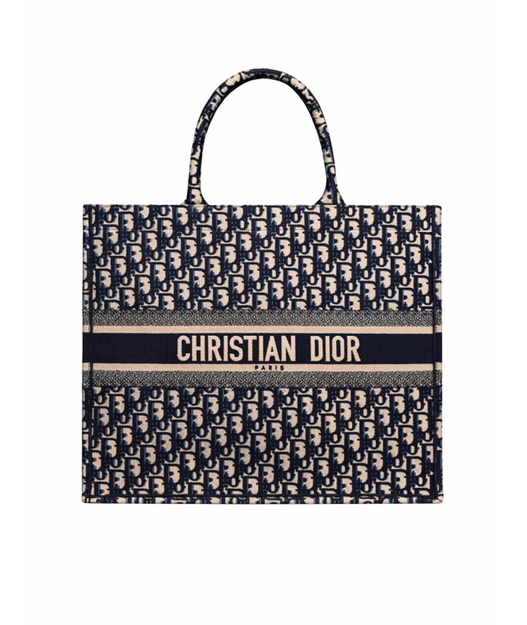 CHRISTIAN DIOR Синяя хлопковая сумка тоут, фото 1