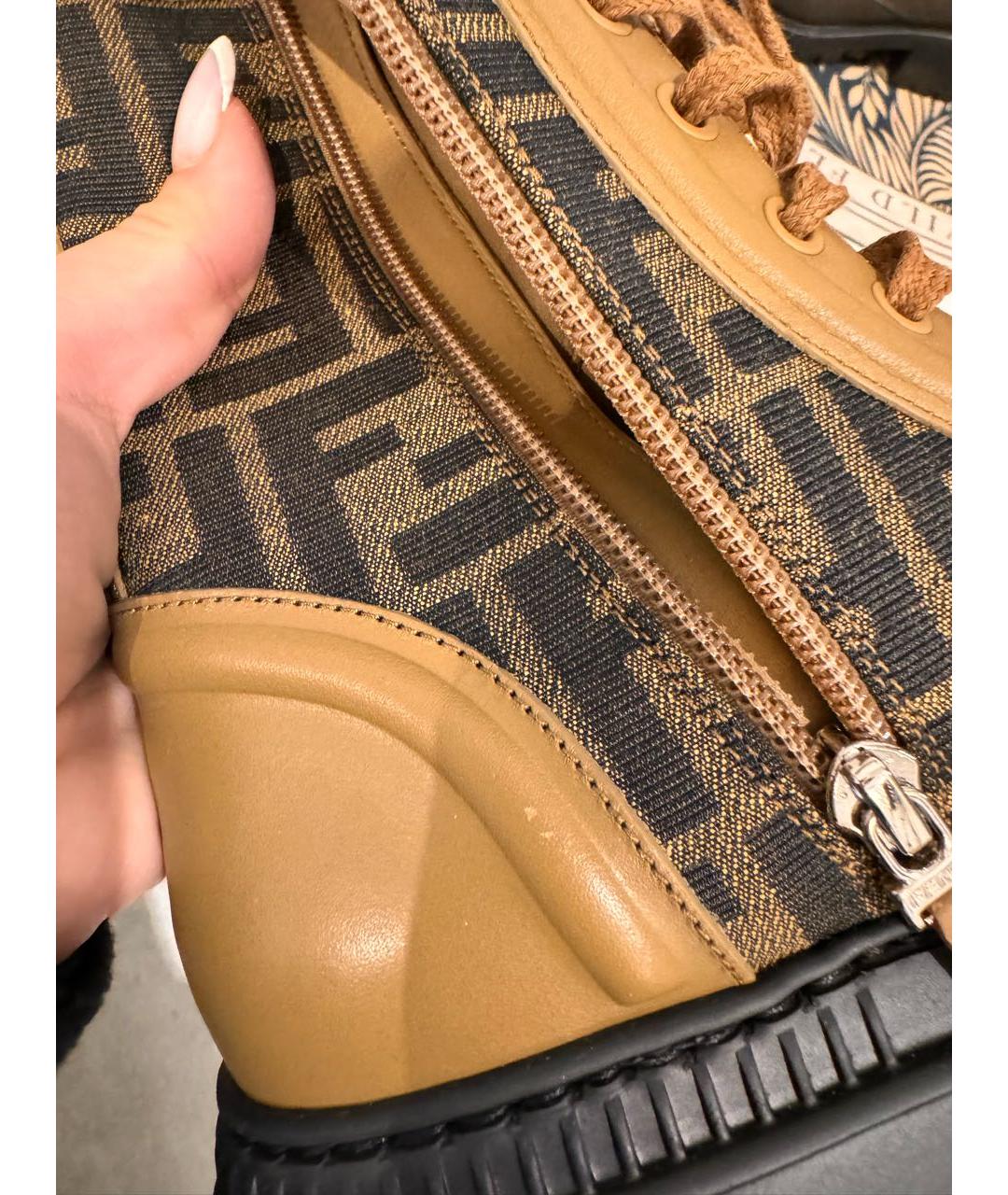 FENDI Коричневые кожаные ботинки, фото 4